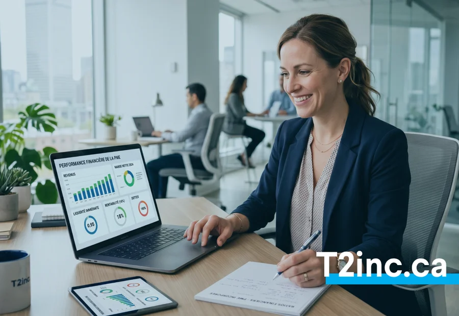 Entrepreneur analysant des graphiques de ratios financiers